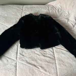 NEW Dynamite Black Faux Fur Cropped Jacket in XXS